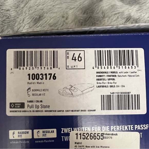 New Birkenstock Men Madrid Birko-Flor Sandal Pull Up Stone Size 13 - Picture 6 of 7